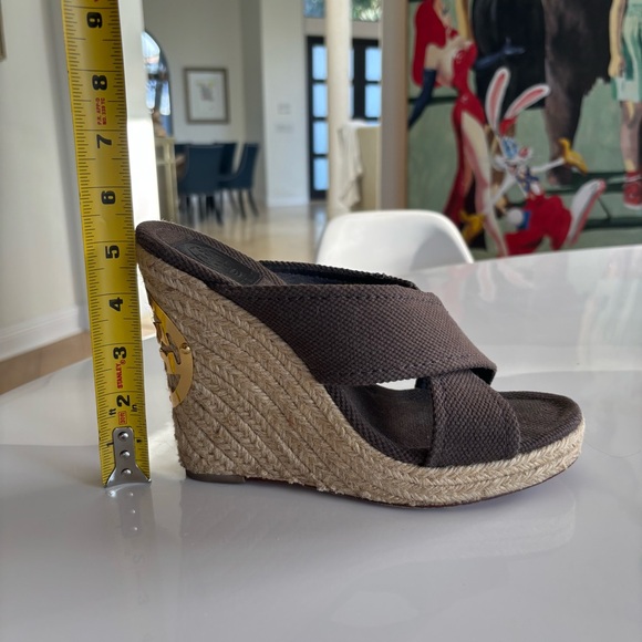 Tory Burch Dark Brown Kristen Wedge Sandals - Picture 6 of 8
